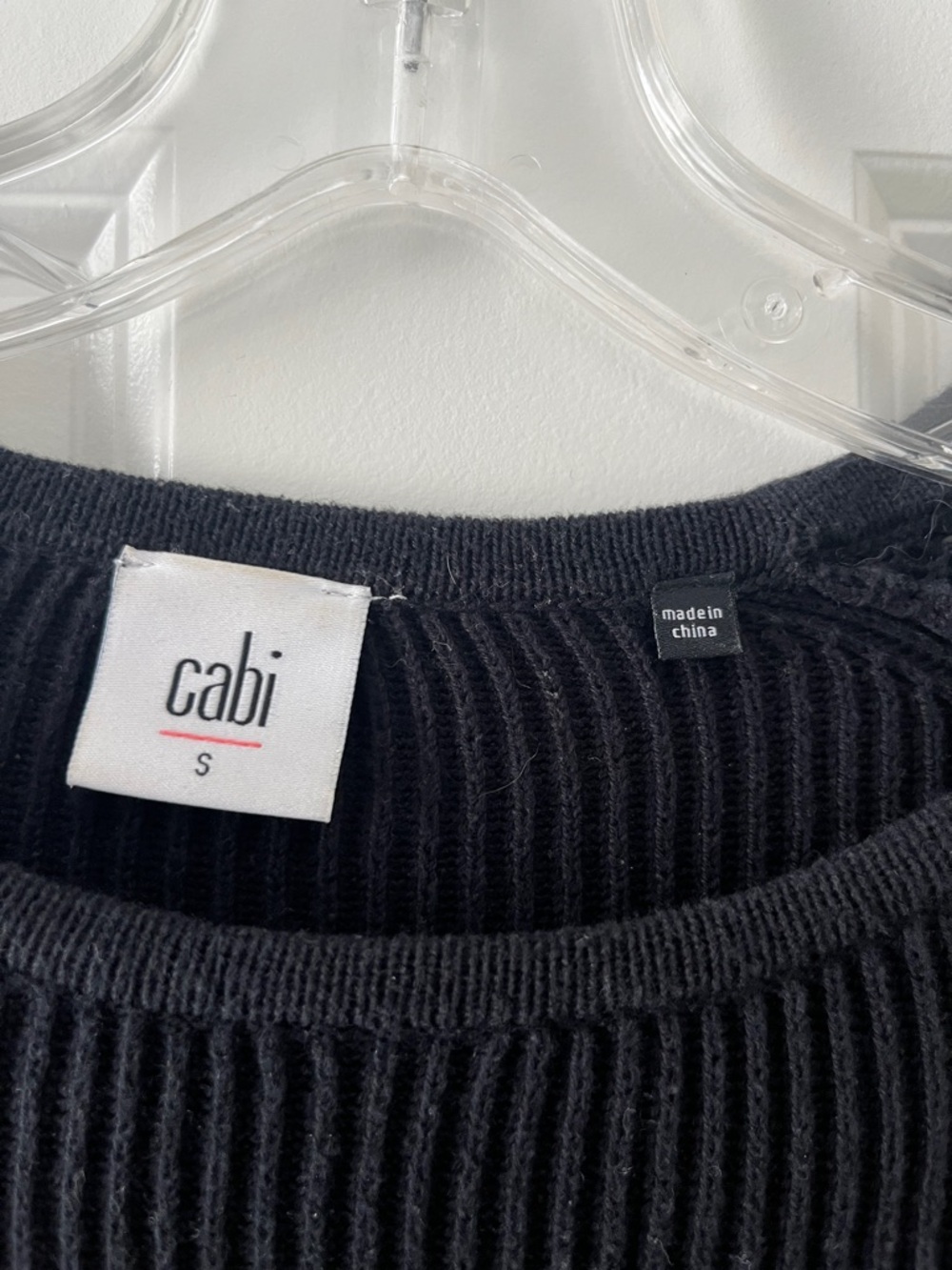 CAbi Black Ribbed High-Low Cropped Sweater - Picture 3 of 5